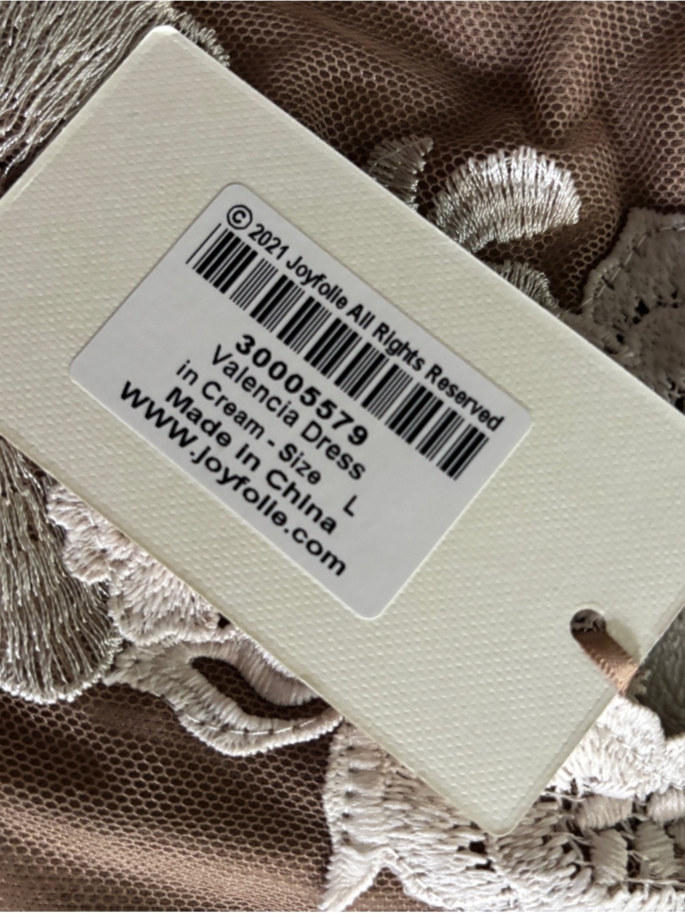 Joyfolie Sheer Floral Lace High-Low Dress in Light Beige and White - Picture 3 of 6